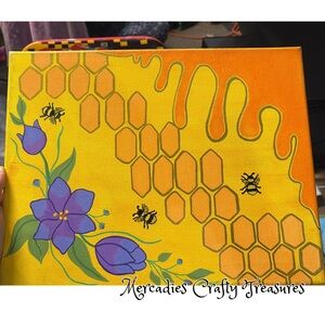 Honeycomb Art Painting - Yellow and Purple